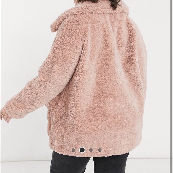 NWOT ASOS Threadbare teddy coat in light pink - Picture 3 of 4